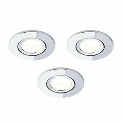 Revive Lighting 3 X Revive IP65 Chrome Round LED Fire-Rated Bathroom Downlights