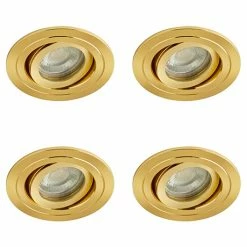 Revive Lighting 4 X Revive IP65 Satin Brass Round Tiltable Bathroom Downlights