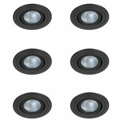 Revive Lighting 6 X Revive IP65 Matt Black Round Tiltable Bathroom Downlights