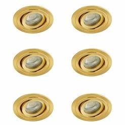 Revive Lighting 6 X Revive IP65 Satin Brass Round Tiltable Bathroom Downlights