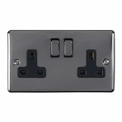 Revive Lighting Revive 2 Gang Plug Socket- Black Nickel