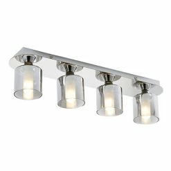 Revive Lighting Revive Chrome/Smoked Glass 4-Light Bar Ceiling Light