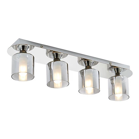 Revive Lighting Revive Chrome/Smoked Glass 4-Light Bar Ceiling Light 1 Revive Lighting Revive Chrome/Smoked Glass 4-Light Bar Ceiling Light