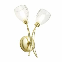 Revive Lighting Revive Satin Brass/Clear 2-Light Wall Light