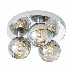 Revive Lighting Revive Chrome/Smoked Glass 3-Light Flush Ceiling Light