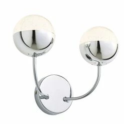 Revive Lighting Revive Chrome 2-Light LED Bathroom Wall Light With Crackle Effect Diffusers