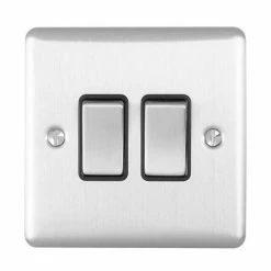 Revive Lighting Revive Twin Light Switch - Satin Steel