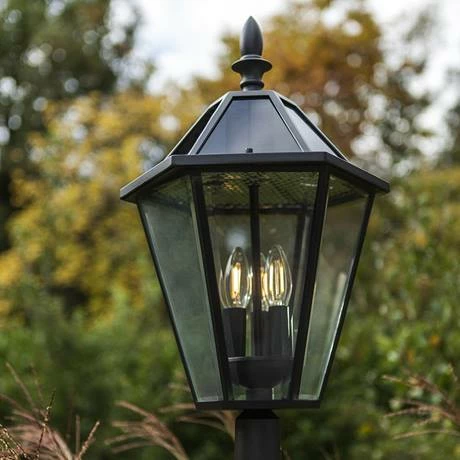 Revive Lighting Revive Outdoor Solar Black 6-Panel Tall Post Lantern 3 Revive Lighting Revive Outdoor Solar Black 6-Panel Tall Post Lantern - Image 3