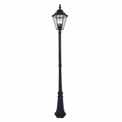 Revive Lighting Revive Outdoor Solar Black 6-Panel Tall Post Lantern