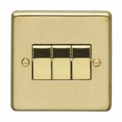 Revive Lighting Revive 3 Gang 2 Way Light Switch - Brushed Brass