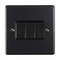 Revive Lighting Revive 3 Gang 2 Way Light Switch - Matt Black