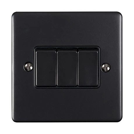 Revive Lighting Revive 3 Gang 2 Way Light Switch - Matt Black 1 Revive Lighting Revive 3 Gang 2 Way Light Switch - Matt Black