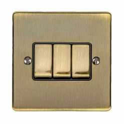Revive Lighting Revive 3 Gang 2 Way Light Switch - Antique Brass