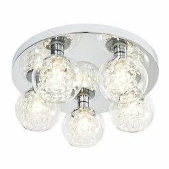 Revive Lighting Revive Chrome/Clear Glass 5-Light Flush Ceiling Light
