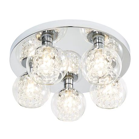 Revive Lighting Revive Chrome/Clear Glass 5-Light Flush Ceiling Light 1 Revive Lighting Revive Chrome/Clear Glass 5-Light Flush Ceiling Light