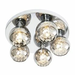 Revive Lighting Revive Chrome/Smoked Glass 5-Light Flush Ceiling Light