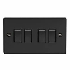 Revive Lighting Revive 4 Gang 2 Way Light Switch - Matt Black