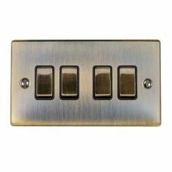 Revive Lighting Revive 4 Gang 2 Way Light Switch - Antique Brass