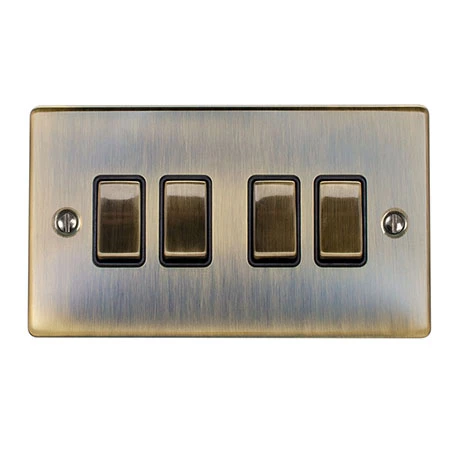 Revive Lighting Revive 4 Gang 2 Way Light Switch - Antique Brass Revive Lighting Revive 4 Gang 2 Way Light Switch - Antique Brass -Revive Lighting Shop RV14BRA P
