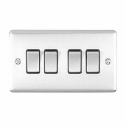 Revive Lighting Revive 4 Gang 2 Way Light Switch - Satin Steel