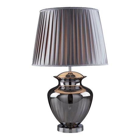 Revive Lighting Revive Smoked Glass Table Lamp With Grey Pleated Shade 1 Revive Lighting Revive Smoked Glass Table Lamp With Grey Pleated Shade