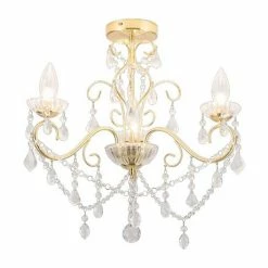 Revive Lighting Revive Brass 3 Light Flush Bathroom Chandelier