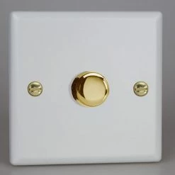 Revive Lighting Revive Single Dimmer Switch - Matt White/Brass
