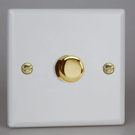 Revive Lighting Revive Single Dimmer Switch - Matt White/Brass 1 Revive Lighting Revive Single Dimmer Switch - Matt White/Brass