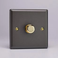 Revive Lighting Revive Single Dimmer Light Switch - Slate Grey/Brass