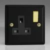 Revive Lighting Revive 1 Gang Switched Socket - Matt Black/Brass