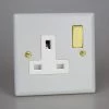 Revive Lighting Revive 1 Gang Switched Socket - Matt White/Brass