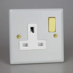 Revive Lighting Revive 1 Gang Switched Socket - Matt White/Brass