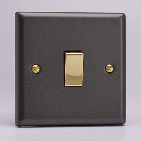 Revive Lighting Revive Single Light Switch - Slate Grey/Brass 1 Revive Lighting Revive Single Light Switch - Slate Grey/Brass