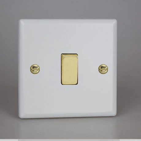 Revive Lighting Revive Single Light Switch - Matt White/Brass 1 Revive Lighting Revive Single Light Switch - Matt White/Brass