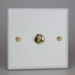 Revive Lighting Revive 1 Gang Toggle Switch - Matt White/Brass