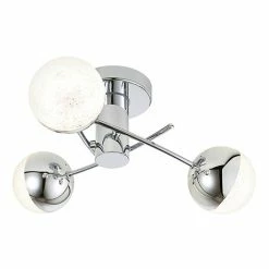 Revive Lighting Revive Chrome 3-Light LED Bathroom Ceiling Light With Crackle Effect Diffusers