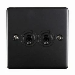 Revive Lighting Revive Twin Toggle Light Switch - Matt Black