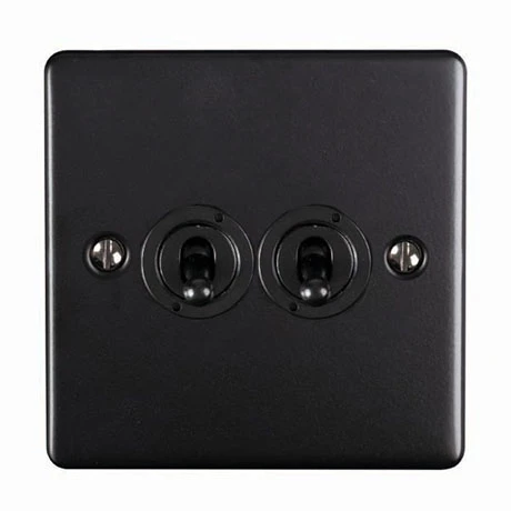 Revive Lighting Revive Twin Toggle Light Switch - Matt Black 1 Revive Lighting Revive Twin Toggle Light Switch - Matt Black