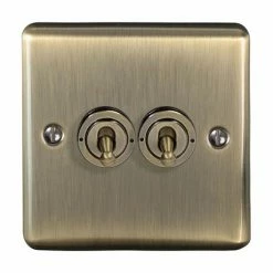 Revive Lighting Revive Twin Toggle Light Switch - Antique Brass