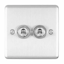 Revive Lighting Revive Twin Toggle Light Switch - Satin Steel