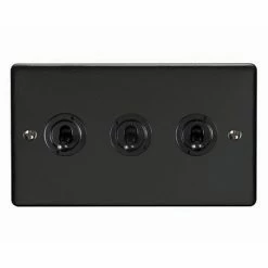 Revive Lighting Revive 3 Gang 2 Way Toggle Light Switch - Matt Black
