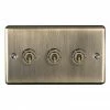 Revive Lighting Revive 3 Gang 2 Way Toggle Light Switch - Antique Brass