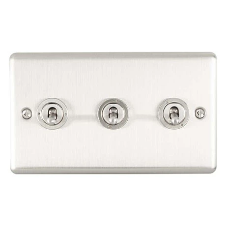 Revive Lighting Revive 3 Gang 2 Way Toggle Light Switch - Satin Steel 1 Revive Lighting Revive 3 Gang 2 Way Toggle Light Switch - Satin Steel