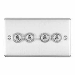 Revive Lighting Revive 4 Gang 2 Way Toggle Light Switch - Satin Steel