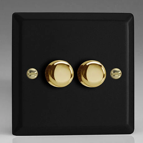 Revive Lighting Revive Twin Dimmer Light Switch - Matt Black/Brass 1 Revive Lighting Revive Twin Dimmer Light Switch - Matt Black/Brass