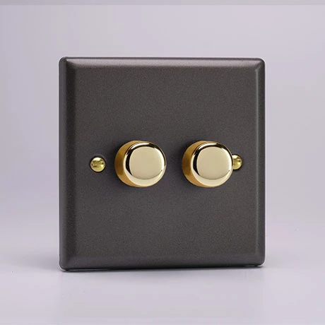 Revive Lighting Revive Twin Dimmer Light Switch - Slate Grey/Brass 1 Revive Lighting Revive Twin Dimmer Light Switch - Slate Grey/Brass