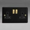 Revive Lighting Revive Twin Plug Socket - Matt Black/Brass