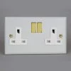 Revive Lighting Revive Twin Plug Socket - Matt White/Brass