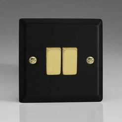 Revive Lighting Revive Twin Light Switch - Matt Black/Brass