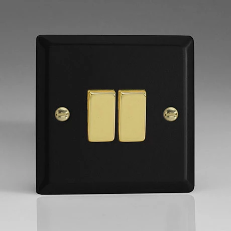 Revive Lighting Revive Twin Light Switch - Matt Black/Brass 1 Revive Lighting Revive Twin Light Switch - Matt Black/Brass